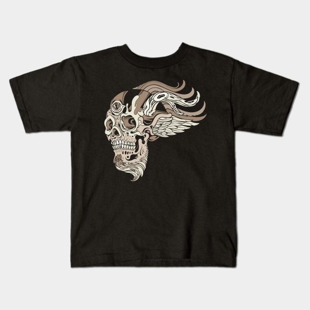 Tri Wing Skull Kids T-Shirt by BeeryMethod